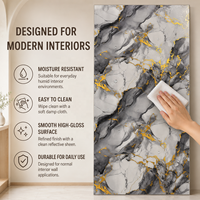 Panneau mural en PVC MORLENX gris, blanc et or, effet marbre craquelé UV, pour la décoration des halls d'hôtel et des murs décoratifs