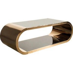 Modern Luxury <strong>Oval</strong> Shaped Stainless Steel <strong>Coffee</strong> <strong>Tables</strong> with Tempered Glass Top for Home or Hotel Living Room Furniture - Product Image 5