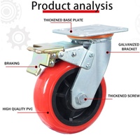 Vente en gros de roues pivotantes en pvc pour charges moyennes de 2.5 pouces, 3 pouces, 4 pouces, 5 pouces, orange, noir, avec frein