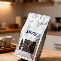 Sachet de café en plastique à marque privée avec valve de dégazage, logo personnalisé, pochette refermable à fond plat pour torréfacteur de café, lait et aliments pour animaux de compagnie