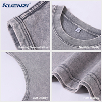 Kuenzi - Camiseta sin mangas para mujer, 100% algodón, 240GSM, de alto gramaje, lisa, con logotipo personalizado, estilo vintage lavado y desgastado, para streetwear, venta al por mayor