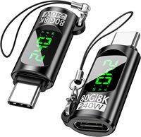 Adapter USB C 240W Penjualan Terbaik, Tampilan Digital LED Tegangan Arus Daya, Konektor Ekstensi Tipe C Male ke Female 80 Gbps