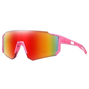 Occhiali da Sole Sportivi da Donna Rosa Neon Stile Ciclismo con Lenti a Specchio - Product Image 1