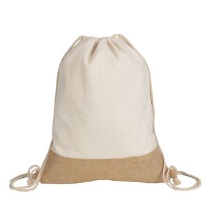 Sac à dos personnalisé avec cordon de serrage et base en jute naturelle pour le shopping et la plage, fond en jute réutilisable, sac à dos léger de haute qualité - Product Image 4