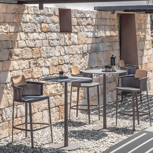 <span class=keywords><strong>Chaise</strong></span> <span class=keywords><strong>de</strong></span> <span class=keywords><strong>bar</strong></span> moderne simple pour l'extérieur en alliage d'aluminium avec dossier en maille Meubles <span class=keywords><strong>de</strong></span> fauteuil en bois <span class=keywords><strong>de</strong></span> teck pour le jardin - Product Image 5