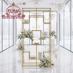 Rak Bar Logam Kuningan Modern FUMAI FURNITURE dengan Rak Kaca untuk Dekorasi Acara Pernikahan - Product Image 6