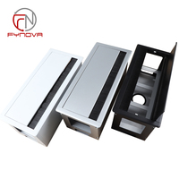 Caja de cableado integrada de escritorio tipo 86, 130 mm, de alta capacidad, de aleación de aluminio, con tapa abatible, para oficina, con cubierta de goma y cepillo