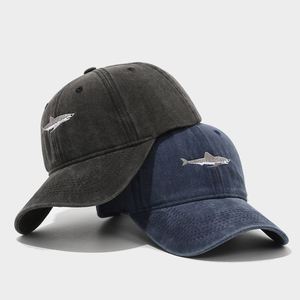 Gorra de Béisbol Unisex de Mezclilla Ajustable con Diseño de Tiburón, Estilo Étnico, 100% Algodón, Acabado Lavado, Tendencia de Moda Urbana, Gorra para el Sol - Product Image 3