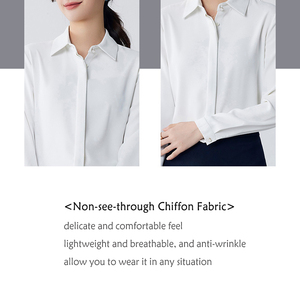 晨悦女式衬衫隐藏纽扣纯色春季长袖时尚上衣批发定制衬衫雪纺衬衫秋季 - Product Image 6