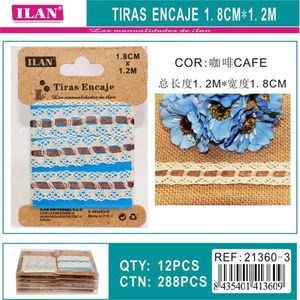 Cinghie in pizzo ILAN 1,8 cm x 1,2 m colore caffè per artigianato e cucito - Product Image 3