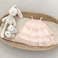 Robe d'été sans manches pour bébé fille, jupe en maille avec nœud, vêtements tendance pour enfants