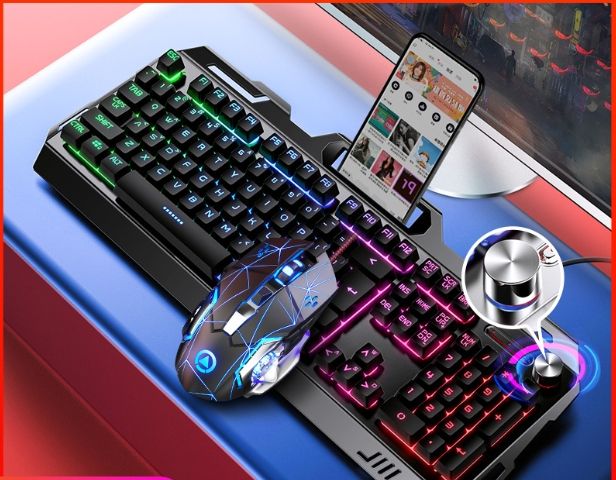 Lumière mixte noire-Bouton métal + souris