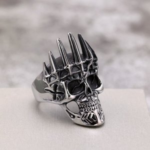 Anillo de Calavera con Corona Gótica Punk de Acero Inoxidable para Hombre, Diseño Geométrico, Joyería de Regalo - Product Image 2