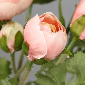 Vente en gros de 3 lots de 9 têtes de rosée Lotus fleur artificielle camélia rosée Lotus fausse fleur