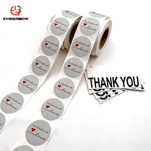 EBB Custom Heart Pattern <b>Waterproof</b> Round Stickers Glossy Sticker Roll Valentines Candle Gift Packaging Adhesive Seal <b>Labels</b> - Product Image 1