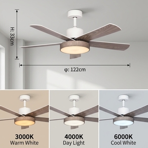 Ventilateur de plafond silencieux <span class=keywords><strong>ProBreeze</strong></span> 42 pouces à moteur DC, 5 pales en bois, lumière LED dimmable, télécommande, 6 vitesses, 30-34 dB, idéal pour salle à manger - Product Image 6
