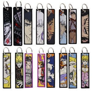 Nouvelles tendances JOJO Anime porte-clés en gros personnalisé brodé porte-clés tissé avec logo dessin animé décorer porte-clés - Product Image 1