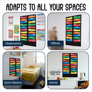 20 Pocket File Chart 28x46 Wall Mounted Organizer Black Office Storage Solution Behind Doors On Walls - Product Image 5