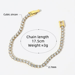 Bracelets incrustés de pierre de zircon en acier inoxydable, bijoux de luxe, bracelet de couleur boucle pour jeunes femmes - Product Image 6