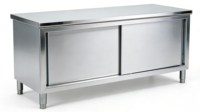 Plan de travail commercial robuste en acier inoxydable 201/304 avec portes coulissantes pour armoire de rangement de cuisine polyvalente