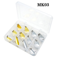 12 pièces cuillère à filature colorée leurre à la traîne appât dur cuillère en métal leurres de pêche kit compartiment mini boîte de matériel