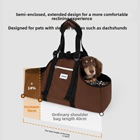 Sac de transport pour animaux de compagnie en nylon imperméable, léger et compact, avec sangle rembourrée réglable, idéal pour les voyages avec un teckel - Vente flash