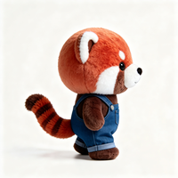 Peluche Panda Rouge Super Douce et Moelleuse, Adorable Jouet en Peluche Panda Rouge avec Longue Queue Rayée, Mignonne Peluche Panda Rouge