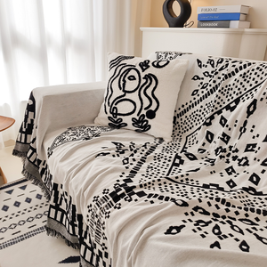 Venta al por mayor de fábrica, funda de sofá <span class=keywords><strong>Reversible</strong></span> blanca y negra, manta tejida de tapiz personalizada para sala de estar - Product Image 6
