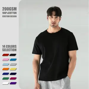 Camiseta masculina com logotipo personalizado 200GSM 100% algodão de alta qualidade