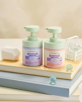 Vente en gros de flacons de shampooing et d'après-shampooing personnalisés uniques en verre givré de 300 ml et 500 ml, flacon de gel douche de luxe