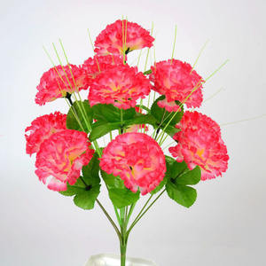 Sevenstar-ramo de flores artificiales de clavel, flores y plantas de 12 cabezas de tela funeraria decorativas, venta al por mayor - Product Image 5