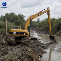 Excavatrice amphibie 42 tonnes ET LR500AMD, fournie par l'usine, excavatrice sur pontons à faible risque d'affondrement pour projets de dragage