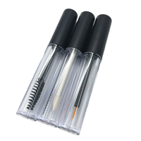 4 ml Bouchon noir brillant/givré Bouteille en plastique transparente Injection corporelle Rouge à lèvres Eyeliner Brosse à cils Tête Pompe Pulvérisateur