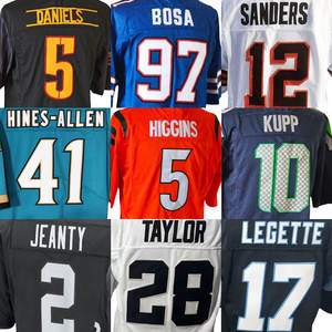 2025 <span class=keywords><strong>nuove</strong></span> <span class=keywords><strong>maglie</strong></span> all'ingrosso cucite maglia da Football americano 12 levigatrici 12 Nacua 5 Higgins 2 Jeanty accetta su misura la tua squadra - Product Image 1