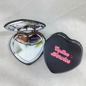 Wholesale Folding Small Cosmetic Mirror Pu Leather Makeup Mirrors Double Side Heart Shaped Portable Make up Mirror - Product Image 1