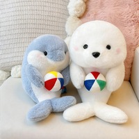 Nouvelles peluches de sea-lion, phoque et dauphin à câliner, rembourrage en coton PP - Poupées en peluche d'animaux marins pour machines à griffes et enfants