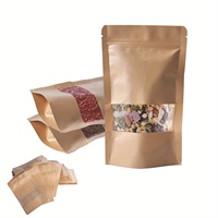 Sacs d'emballage en papier kraft brun en gros, refermables, thermoscellables, pour aliments, avec fenêtre transparente