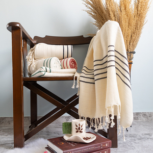 Toalla de playa turca Peshtemal 70% algodón crudo 30% bambú suave sin arena de secado rápido con logotipo personalizado mejor calidad Fouta a rayas - Product Image 2