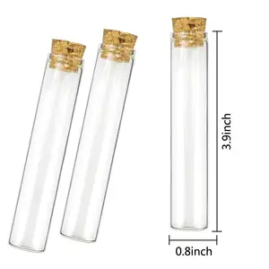 Different size glass plastic test tube with cork stopper