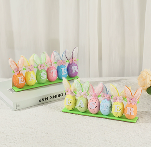 DAMAI Decorative <b>Easter</b> Eggs with Bunny Ears Flowers and Letters - Festive <b>Ornaments</b> with Foam Material for Holiday Atmosphere - Product Image 2