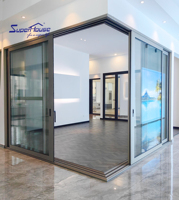 Résistant aux ouragans NFRC NOA AS2047 Standard noir mat grande porte coulissante en verre en aluminium de haute qualité