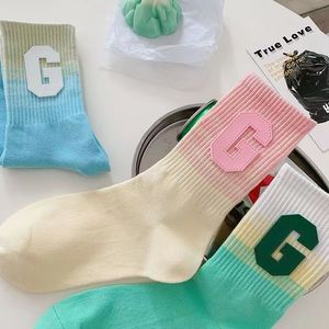 Calcetines de Algodón para Mujer, Estilo Mori, con Letra G en Degradado, Transpirables, a Media Pantorrilla, en Colores Dulces, para Primavera, Verano y Otoño - Product Image 3