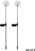 Ensemble de 2 lampes LED solaires à piquets de jardin en forme de flocon de neige 3D, indice de protection IP65, pour décoration extérieure de Noël et de fêtes