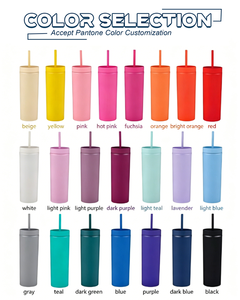 Borracce Promozionali Personalizzate con Logo, in Plastica a Doppia Parete, Bicchieri Acrilici Sottili da 16oz, Tazze per Bevande Fredde con Cannuccia - Product Image 2