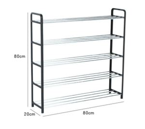Zapatero de 5 niveles para entrada, organizador de zapatos resistente, almacenamiento para dormitorio, estante de zapatos de Metal negro resistente con ganchos - Product Image 1