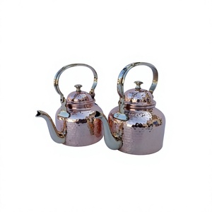 <b>Set</b> Of 2 Pure Copper Kettle With Handle & Lid Ayurvedic Health Benefits Home Kitchen Tabletop <b>Tea</b> Coffee Serving Kettles - Product Image 4