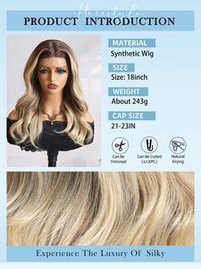 วิกผมลูกไม้แบบ<span class=keywords><strong>สั้น</strong></span> 13*4 <span class=keywords><strong>ทรง</strong></span>บ๊อบยาวประบ่า ลอนเบาๆ ไฮไลท์สวยงาม แฟชั่นทันสมัย จาก New Style Wholesales - Product Image 2