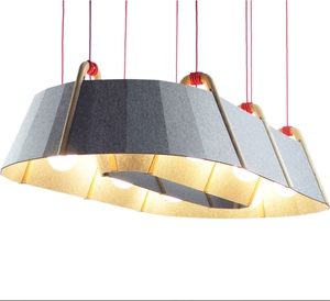 Forma di poligono feltro fonoassorbente LED pendente leggero tessuto <span class=keywords><strong>sospensione</strong></span> acustica <span class=keywords><strong>paralume</strong></span> <span class=keywords><strong>per</strong></span> decorazione di spazi di lavoro - Product Image 4