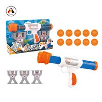 Offre Spéciale mousse balle jouet pistolet jeu de tir jouet pompe à Air Popper pistolets avec 10 balles et 3 cibles humanoïdes pour l'âge 6 +