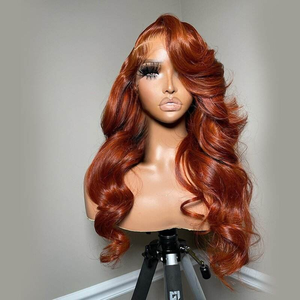 # Perruque Lace Front sans colle 350 Ginger <span class=keywords><strong>Orange</strong></span> Body Wave HD Frontal en cheveux humains indiens bruts naturels noirs pour femmes - Product Image 5